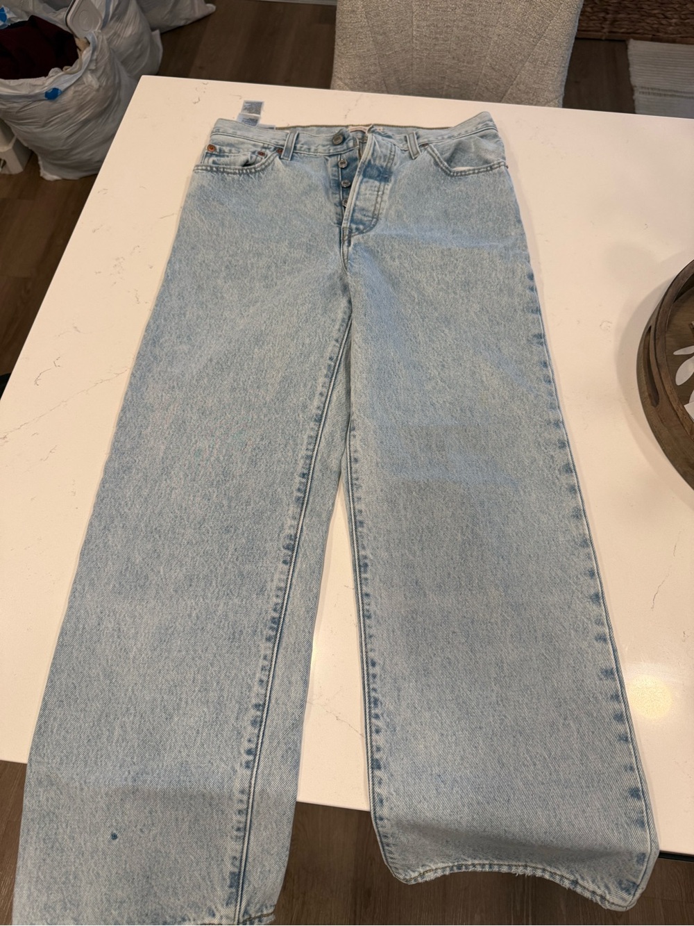 Levi's Light Blue Denim Jeans with Golden Stitching